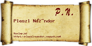 Pleszl Nándor névjegykártya